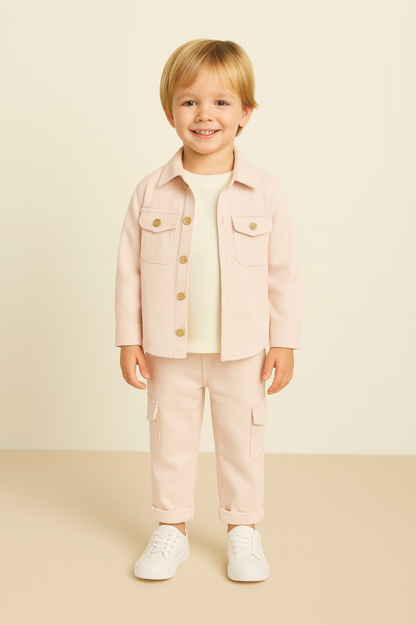 Tea Pink Boys Winter Cord Set - 3 Pieces Suit