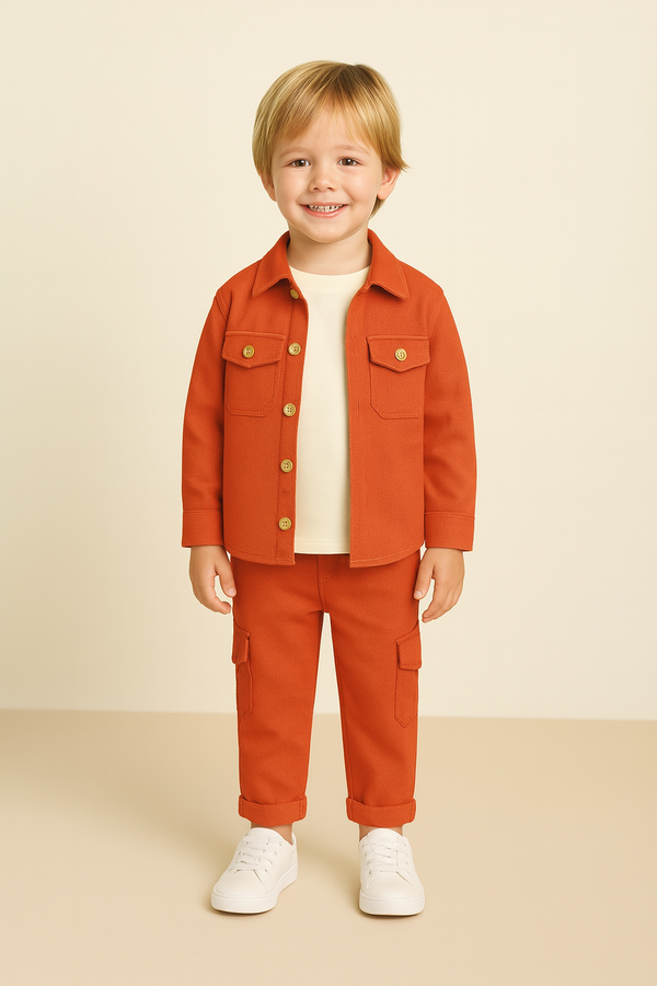 Rust Boys Winter Cord Set - 3 Pieces Suit