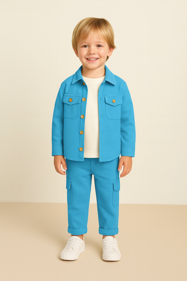 Teal Boys Winter Cord Set - 3 Pieces Suit