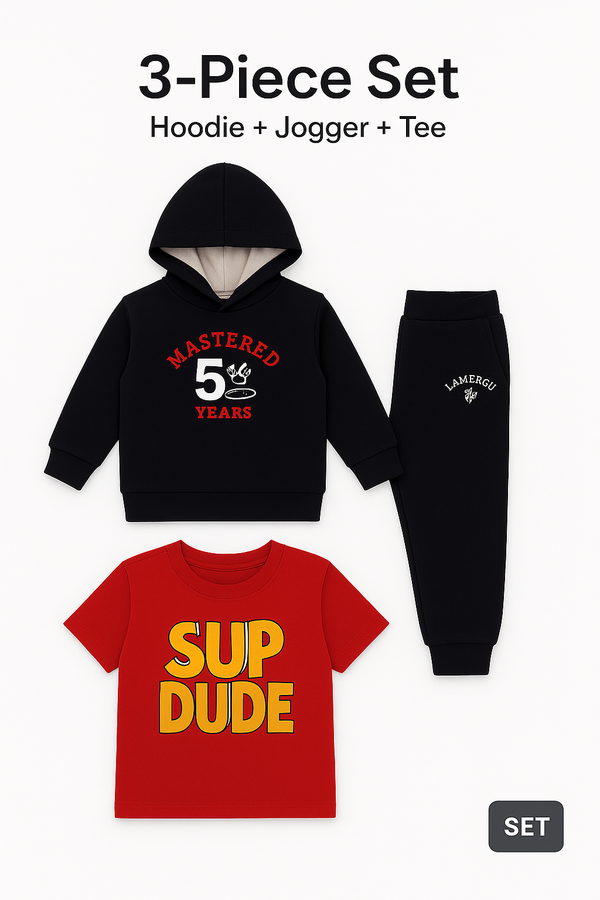 Navy Racer Hoodie + Jogger & Tee -3 Piece Set