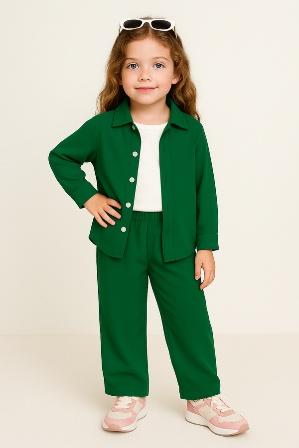 Emerald Green Girls Cord Set -  3 Piece Suit
