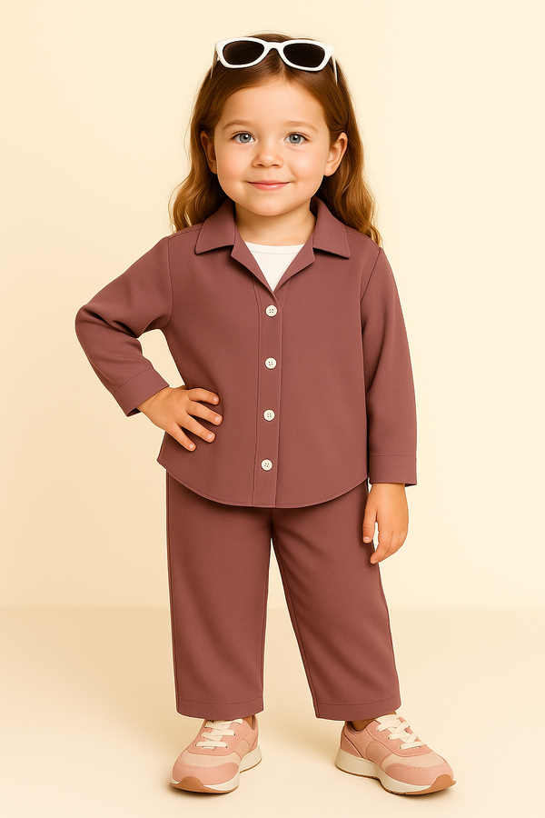 Mauve Girls Cord Set -  3 Piece Suit