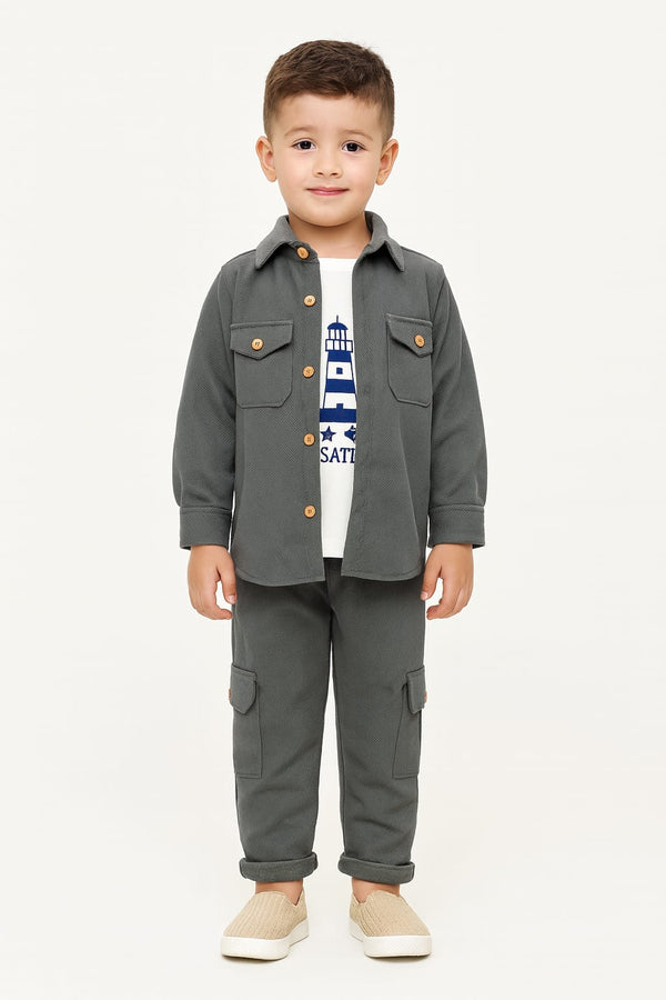 Grey Boys Winter Cord Set - 3 Pieces Suit