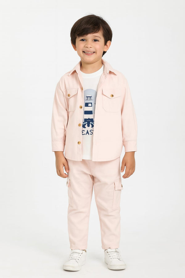Tea Pink Boys Winter Cord Set - 3 Pieces Suit