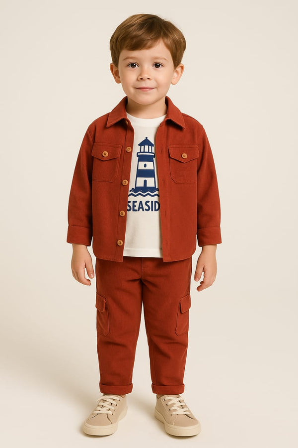 Rust Boys Winter Cord Set - 3 Pieces Suit