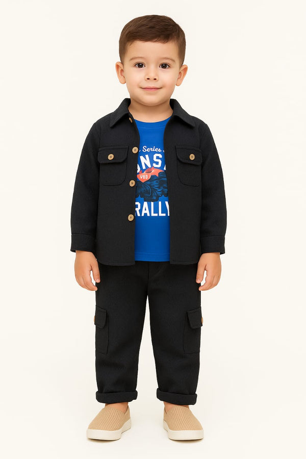 Black Boys Winter Cord Set - 3 Pieces Suit