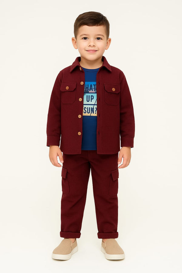 Crimson Boys Winter Cord Set - 3 Pieces Suit